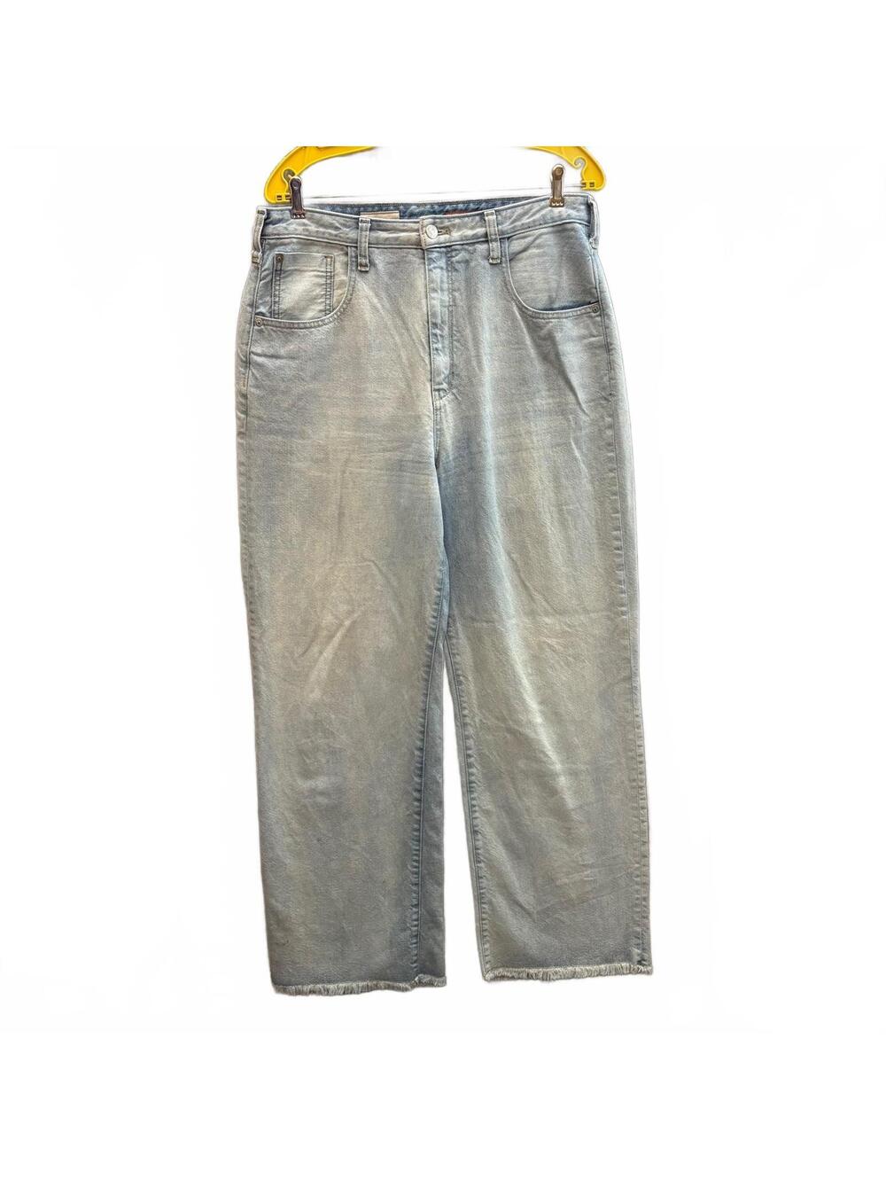 Pilcro Light Wash Wide-Leg Denim Jeans Women's 30 Raw Hem High Rise Streetwear